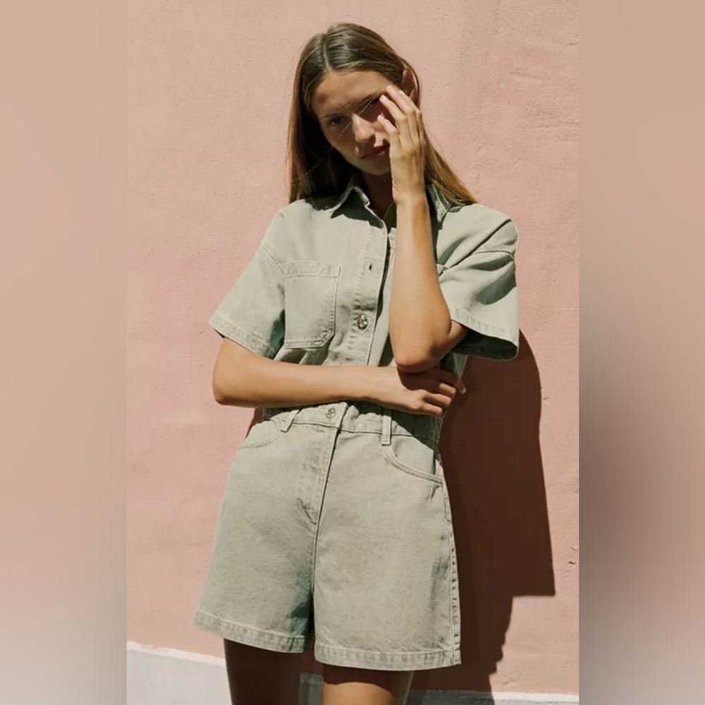 Zara Olive Green Denim Jacket